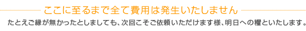 ここに至るまで全て費用は発生いたしません